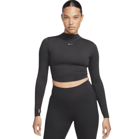 Nike Tops - Nike Top One Dri -Fit Luxe Cropped Training Long Sleeve Black Mock Neck XL